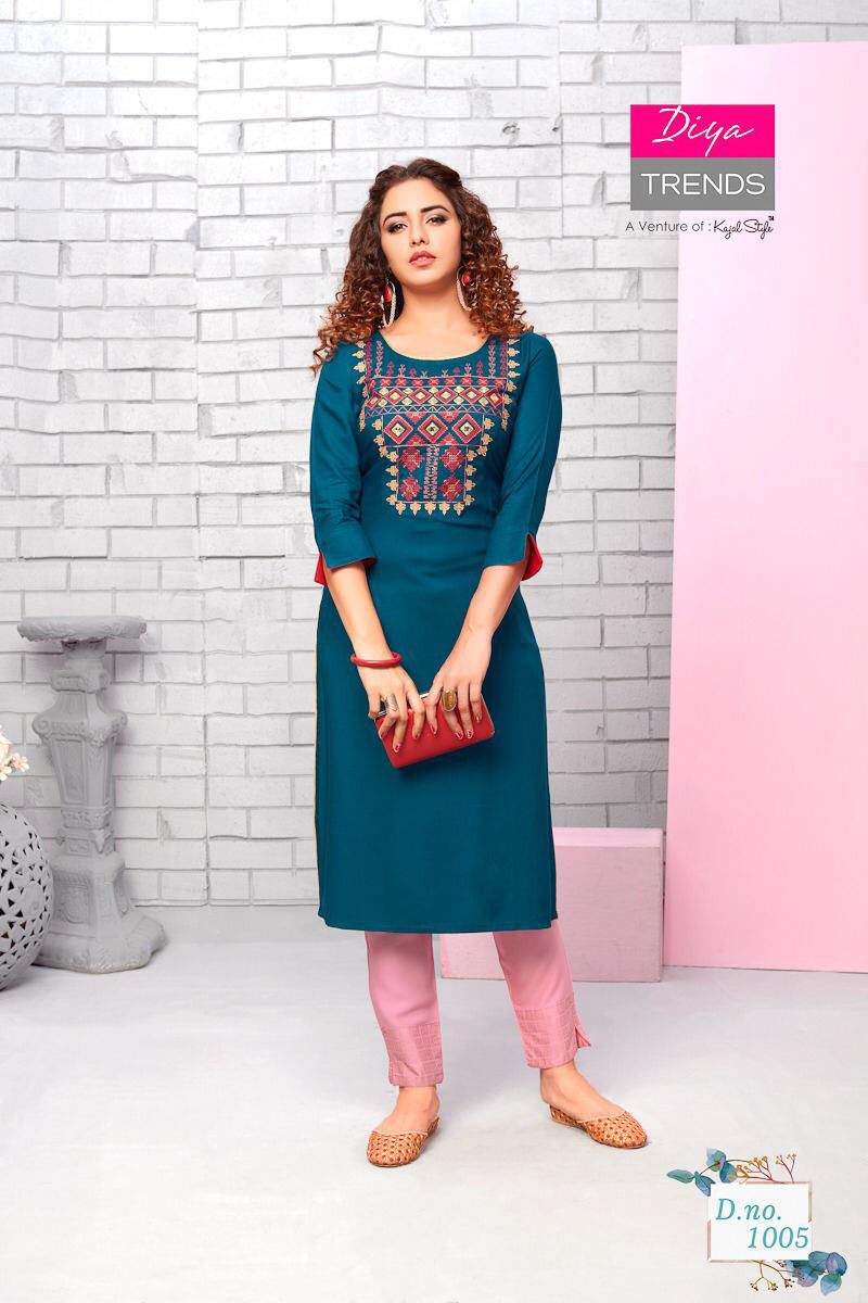Forever Vol-1 Diya Trends Classy Kurti with Pant Pair Forever Vol-1 Diya Trends Classy Kurti with Pant Pair